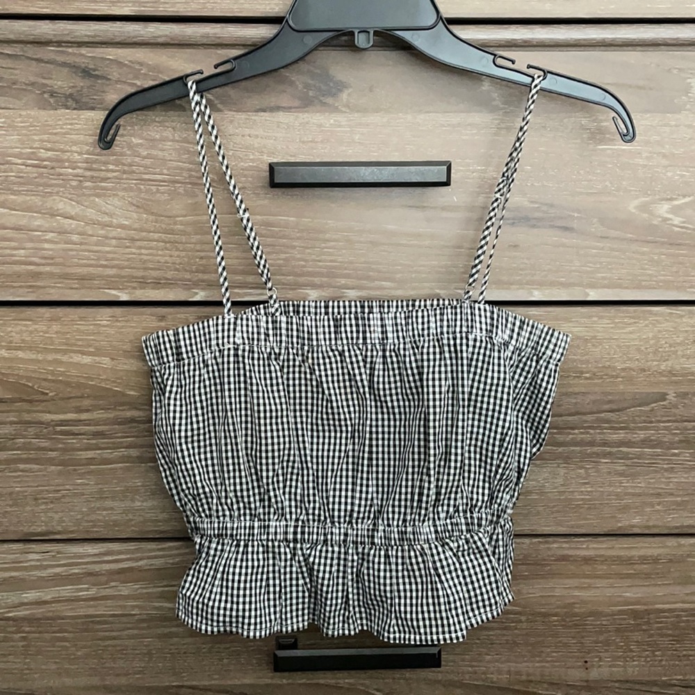 Kendall & Kylie Gingham Crop Adjustable Tank